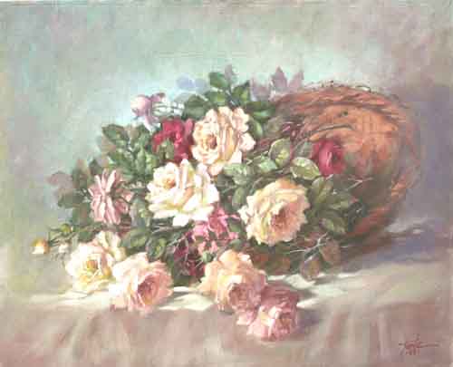 Roses Wicker Basket #1724