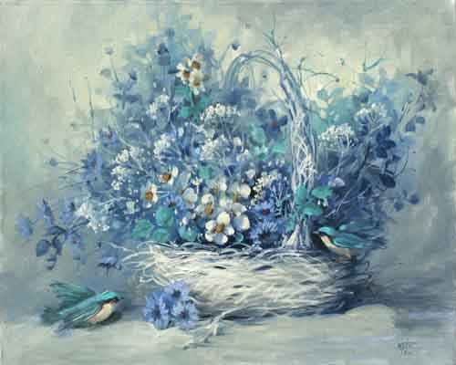 1725 Flowers Bluebirds